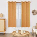 Deconovo Blackout Curtains for Home Decoration, 72 Inch Length - Energy Saving Curtains, Heat Blocking Curtains, Wave Lines with Dots Pattern(42 x 72 Inch, Orange Flame, 2 Panels)