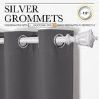 NICETOWN Grey Blackout Cafe Curtain Panels for Bedroom, Thermal Insulated Grommet Top Blackout Draperies and Drapes for Basement (2 Panels, W42 x L40-inch, Grey)