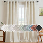 H.VERSAILTEX Living Room Linen Curtains Home Decorative Nickel Grommet Semi Sheer Curtains Privacy Added Energy Saving Light Filtering Window Treatments Draperies for Bedroom, Ivory, 52x108, 2 Panels