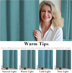 H.VERSAILTEX Primitive Linen Curtains 100% Blackout Curtain Drapes Burlap Fabric Curtains with White Thermal Insulated Liner, Grommet Top Curtain Living Room/Bedroom (2 Panels, 42 x 45 Inch, Teal)