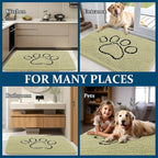 OLANLY Dog Door Mat for Muddy Paws 30x20, Paw Print Design, Absorbs Moisture and Dirt, Absorbent Non-Slip Washable Doormat, Quick Dry Chenille Mud Mat for Dogs, Entry Indoor Entryway Carpet, Vanilla