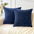 MIULEE Soft Chenille Throw Pillow Covers Navy Blue 20x20 Inch Pack of 2