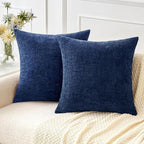 MIULEE Soft Chenille Throw Pillow Covers Navy Blue 20x20 Inch Pack of 2