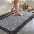 48x24 Long Bathroom Rugs Washable Non Slip, Dark Grey Bath Mat for Bathroom Floor Tub, Soft Absorbent Quick Dry Mats for Shower, Bathtub,Home Decor