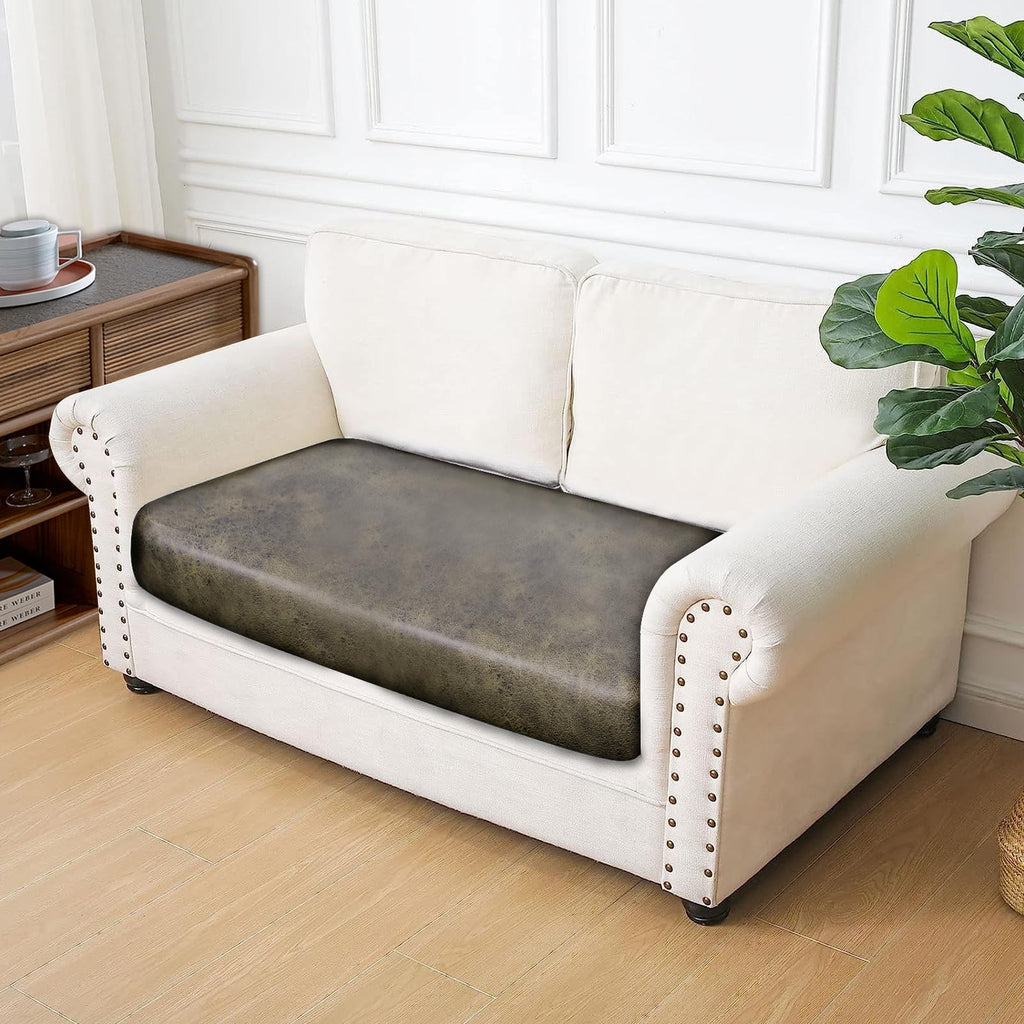 ANARACHON Leather Look Couch Cushion Covers Sofa Seat Slipcovers Sets Couches Furniture Protector for Sectional Armchair Loveseat Pets Kids Stretch Spandex Fabric (1 Cushion Loveseat, Yellow)