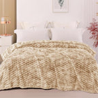 Exclusivo Mezcla Fleece Twin Blanket for Bed, Extra Large Fuzzy Tie-dye Camel Bed Blankets, Soft Cozy Plush Sofa Throws for All Seasons, 90x66 Inches