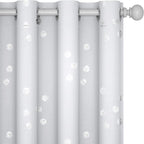 Deconovo Designer Series Silver Cubic Print Room Darkening Curtains for Living Room Bedroom Office, Greyish White, 52W x 95L Inch, 2 Panels