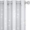 Deconovo Room Darkening Curtains, Greyish White Thermal Grommet Drapes, Silver Cubic Foil Print, Energy Saving Curtains, 52" W x 95" L, 2 Panels, for Bedroom Living Room Patio Door