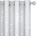 Deconovo Room Darkening Curtains, Greyish White Thermal Grommet Drapes, Silver Cubic Foil Print, Energy Saving Curtains, 52" W x 95" L, 2 Panels, for Bedroom Living Room Patio Door