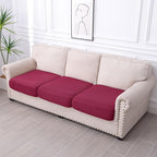 hyha Waterproof Couch Cushion Covers for Pets, Non Slip Sofa Seat Cover for Dogs Washable, Soft Thick Stretch Jacquard Fabric, Sofa Slipcovers with Elastic Bottom (3 Pieces, Wine Red)