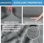 ZNSAYOTX Stretch Cushion Covers for Sofa, Individual Sofa Seat Covers Removable with Elastic Band & Ties, Sectional Couch Cushion Cover Replacement Soft Cozy Washable (3Pc, Light Gray)