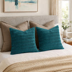 MIULEE Corduroy Decorative Throw Pillow Covers 20x20 Teal Pack of 2