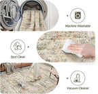 Soalmost 9x12 Area Rugs for Living Room Washable Rug Non-Slip Brown/Pink