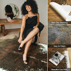 AROGAN Premium Faux Animal Rug, Sturdy and Large Size Animal Print Rugs, Suitable for Bedroom Living Room Western Decor, Faux Fur Animal Cow Hide Carpet, Saddle Brown Cowhide，5.2 x 6.2 Feet