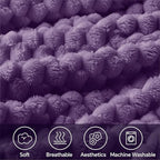 BEDELITE Fleece Blanket Twin Size for Bed Couch, 3D Jacquard Decorative Purple Throw, Soft and Cozy Warm Plush Fuzzy Blanket All Seasons Suitable, 60x80Inches