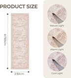 Washable Runner Rugs for Bedroom - 2x6 Runner Rug Non Slip, Ultra-Thin Entryway Runner, Soft Abstract Kitchen Runner for Hallway, Laundry, Bathroom, Indoor Door Mat(2'x6', Pink/Ivory)