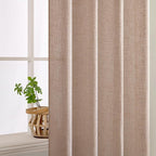 MIULEE Natural Beige Linen Curtains 90 Inch Long 2 Panels for Bedroom Living Room, Soft Linen Textured Window Drapes Semi Sheer Light Filtering Back Tab Rod Pocket Farmhouse Burlap Look Decor