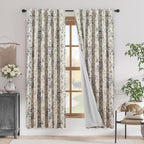 jinchan Blackout Floral Curtains for Living Room Bedroom Linen Blend Curtain Farmhouse Black Printed with Lined Back Tab Rod Pocket Drapes Window Treatments 2 Panels 72 Inch
