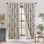 jinchan Black Floral Linen Blackout Curtains 72 Inch Back Tab 2 Panels