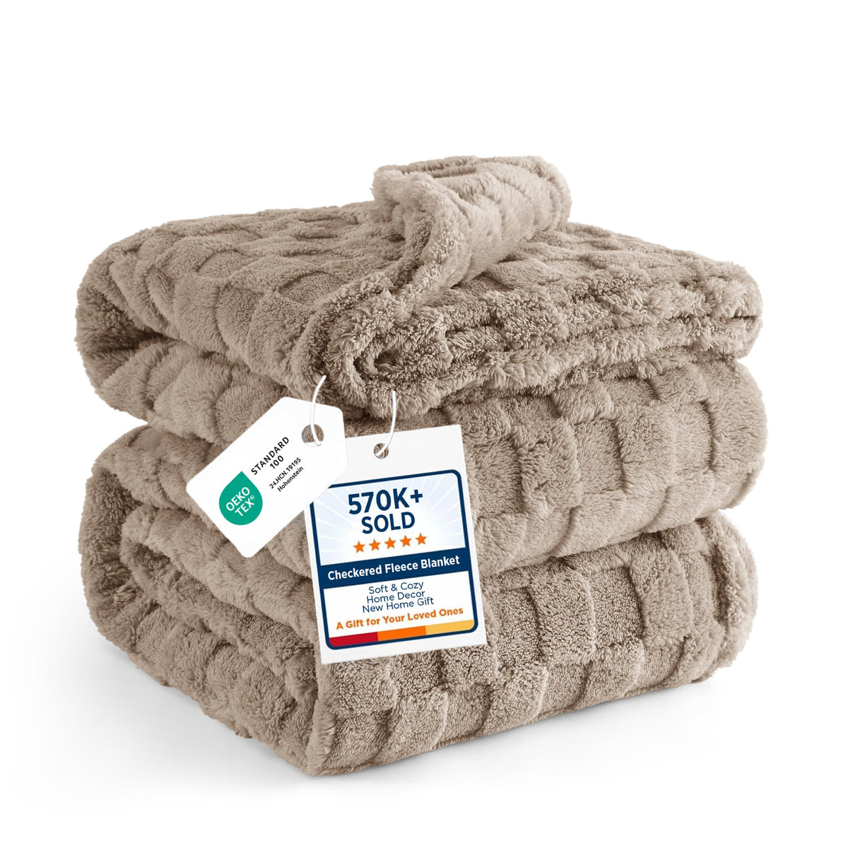 Bedsure Checkered Soft Cozy Queen Blanket for Bed, Sage Green, 90"×90"
