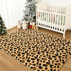 Amearea Soft Leopard Rugs for Bedroom Living Room, 3x5 Modern Cheetah Print Thickened Memory Foam Rug, Fluffy Indoor Washable Animal Rug Carpet for Kids Boys Girls Dorm Nursery Room Home Decor, Khaki