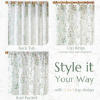 jinchan Floral Linen Blend Curtains for Living Room 84 Inch Length French Country Farmhouse Printed Curtains Sage Green on White Rod Pocket Back Tab Light Filtering Window Drapes 2 Panels