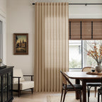 Nanspring Sand Beige Curtains 96 Inches Long for Living Room Flax Linen Light Filtering Luxury Simple Modern Semi Curtains Back Tab Privacy Semi Sheer Curtain for Bedroom Office 52x96, 2 Panels