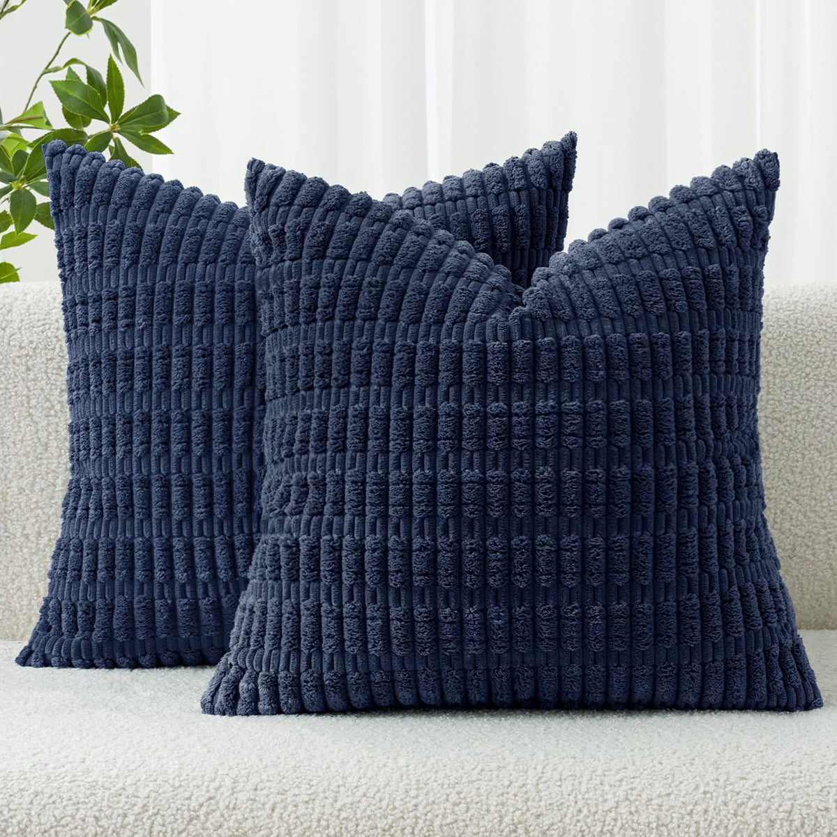 MIULEE Corduroy Decorative Throw Pillow Covers 20x20 Crimson Pack of 2