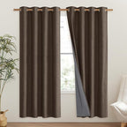 NICETOWN Coffee Vintage Linen 100% Blackout Curtains for Living Room, Thermal Insulated Curtains 72" Long, Noise Reducing Window Treatment Drapes for Hall Room, 52" Wide Per Panel, Set of 2