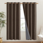 NICETOWN Coffee Vintage Linen 100% Blackout Curtains for Living Room, Thermal Insulated Curtains 72" Long, Noise Reducing Window Treatment Drapes for Hall Room, 52" Wide Per Panel, Set of 2