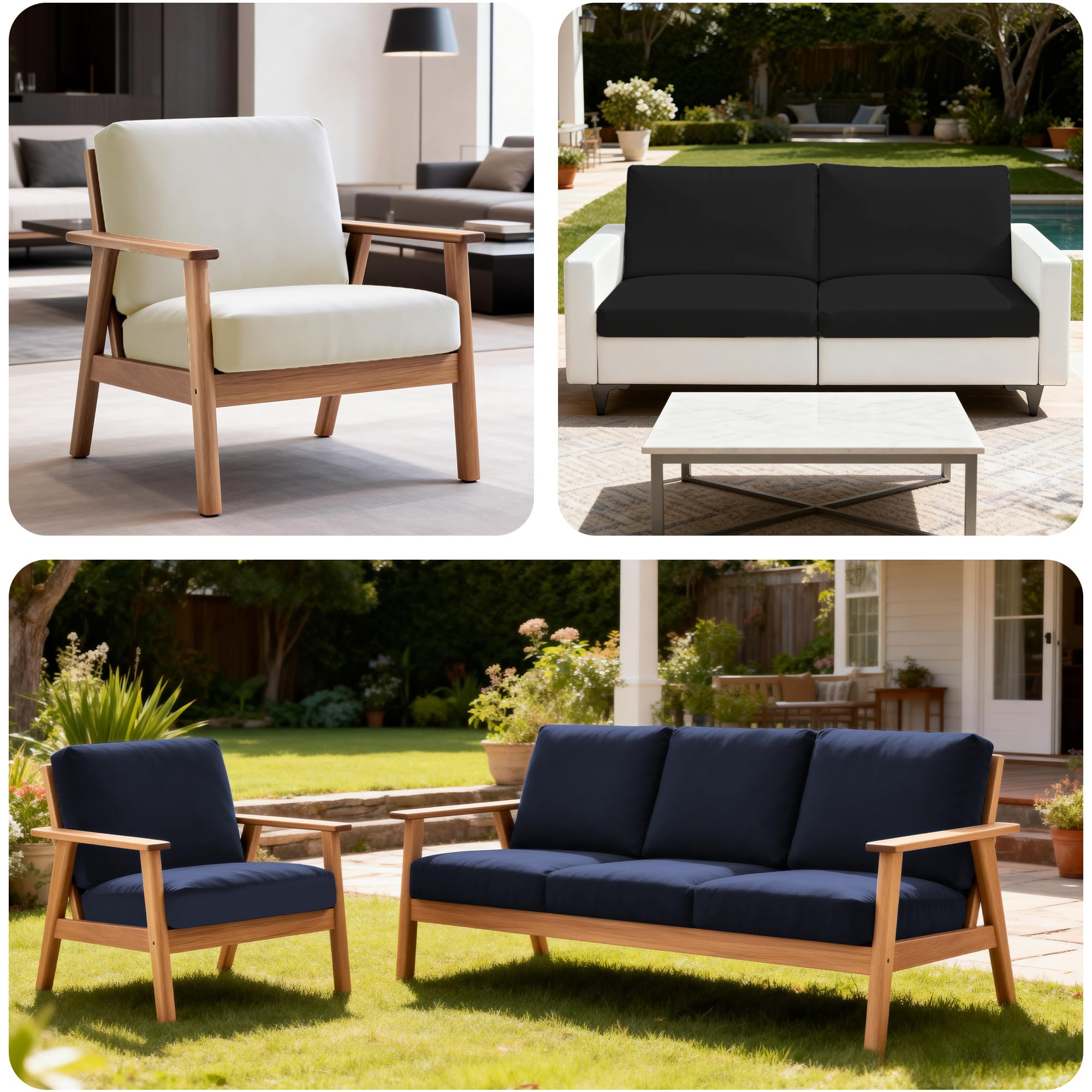 4 Piece Outdoor Cushion Covers, Patio Sofa Cushion Covers, Stretch Fit