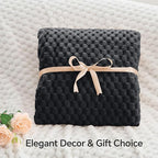 BEDELITE Fleece Blanket - 3D Jacquard Decorative Black Queen Size Blankets for Bed, Soft and Cozy Warm Plush Fluffy Blanket All Seasons Suitable, 90x90Inches