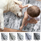 Lansny Modern Abstract Runner Rug 2.6x8, Black Grey White Washable Kitchen Runner Non-Slip Soft Hallway Rug Runner Thin Print Faux Wool Carpet for Entryway Bedroom Laundry Room Indoor Home Decor