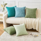 MIULEE Soft Chenille Euro Throw Pillow Covers Teal 26x26 Pack of 2
