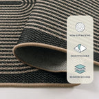 Lahome Enfys Modern Rainbow Round Rug 4ft, Circular Indoor Outdoor Kitchen Rug Washable Farmhouse Carpet, Contemporary Non Slip Round Door Mat for Bedroom Front Porch