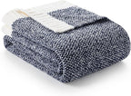 Snuggle Sac Oversized Navy Blanket, Twin XL Size for Bed | Reversible Super Soft & Cozy Knit Throw, Fuzzy Plush Fabric in Heather Navy, 66x90 inches