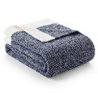 Snuggle Sac Heather Navy Throw Blanket for Couch, Super Soft Warm Microfiber Blankets Navy Blue, Cozy Knit Fuzzy Plush Lightweight Throws for Sofa, Bed, Heather Navy,50x60 inches