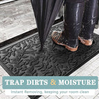 Bulijojo Sturdy Front Entrance Doormats,Durable Heavy Duty Welcome Mat,Thick Absorbent Natural Rubber Non Slip Mat,Easy Clean Entryway Mat Leaves Black, 47" x 32"