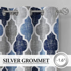 Beauoop Moroccan 100% Blackout Sliding Door Curtains Blue Grey 100x84 1 Set