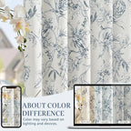jinchan Floral Curtains 84 Inches Long Blue Flower Linen Farmhouse Curtain for Living Room French Country Vintage Curtain Rod Pocket Curtains Set 2 Panels Blue Floral Printed