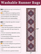 SERISSA Runner Rug for Hallways, 2'6"x14' Washable Non Slip Runner Rug, Extra Long Boho Rug Ultra Soft Vintage Burgundy Navy Print Floor Carpet for Bedroom Hallway Entryway Bathroom Laundry Room