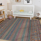 Nakagishi 8X10 Area Rugs Living Room: Washable Large Vintage Rug Neutral Non-Slip Soft Stain Resistant Indoor Carpet for Bedroom Nursery Dining Room Office Playroom - Multi Color