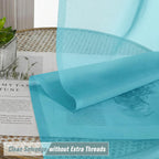 Ebesto Sheer Curtains 63 Inch Length 2 Panels, Voile Sheer Curtain for Living Room, Breathable Light Filtering Modern Window Treatments, Soft Fabric Dual Rod Pocket Drapes, Aqua, 2x42Wx63L Inches