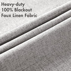 MIULEE Linen Texture Curtains for Bedroom Solid 100% Blackout Thermal Insulated Light Gray Curtains Grommet Room Darkening Drapes for Living Room Nursery 52x45 Inch (2 Panels)