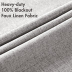 MIULEE 100% Blackout Linen Curtains for Bedroom 52x96 Inches Light Gray