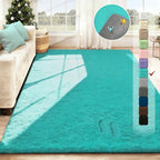 5x8 Area Rug for Living Room: Fluffy Shag Soft Washable Rugs Fuzzy Plush Indoor Carpet for Bedroom Nursery Playroom Dorm Kids Girls Boys Room (Teal Blue, 5'x8')