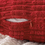 MIULEE Pack of 2 Red Corduroy Decorative Euro Sham Pillow Covers 24x24 Inch Soft Boho Striped Throw Pillow Covers Modern Farmhouse Home Decor for Sofa Living Room Couch Bed