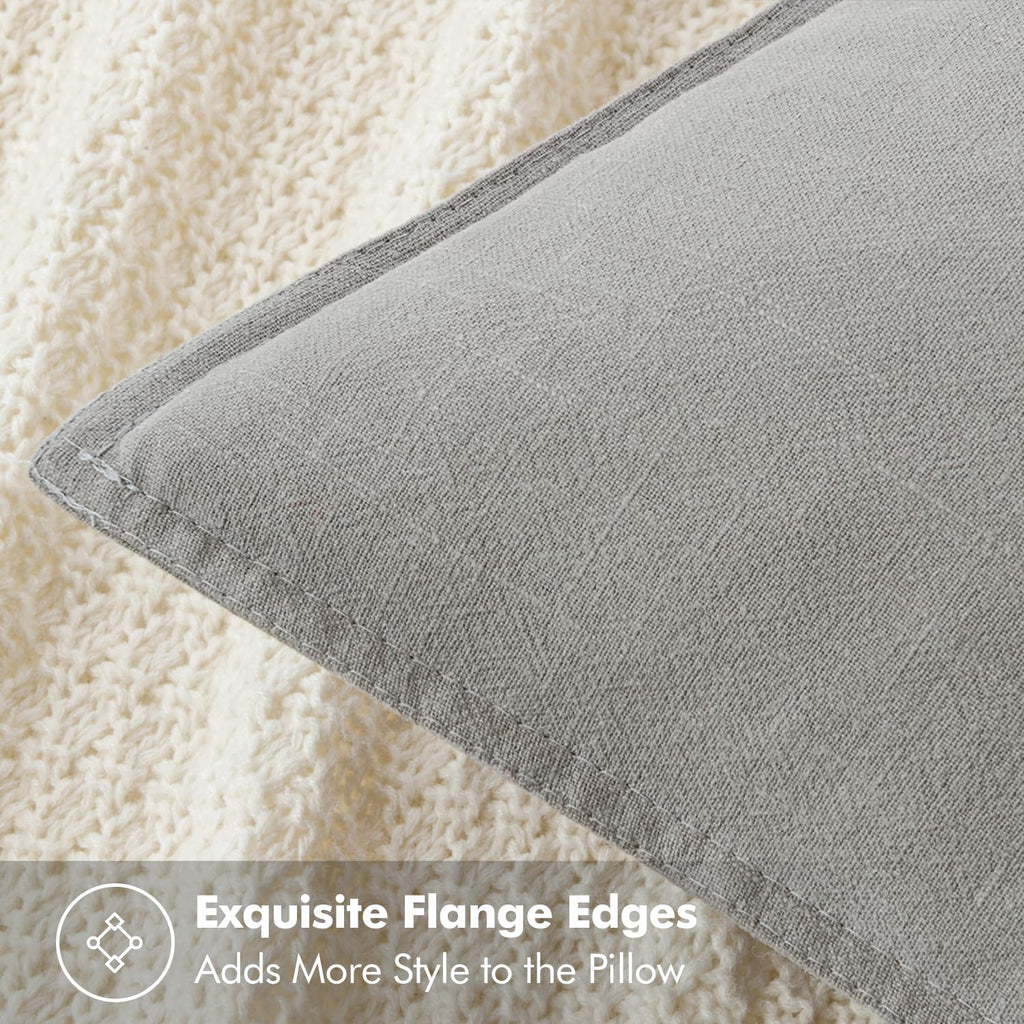 MIULEE Decorative Linen Pillow Covers 18x18 Inch Light Gray
