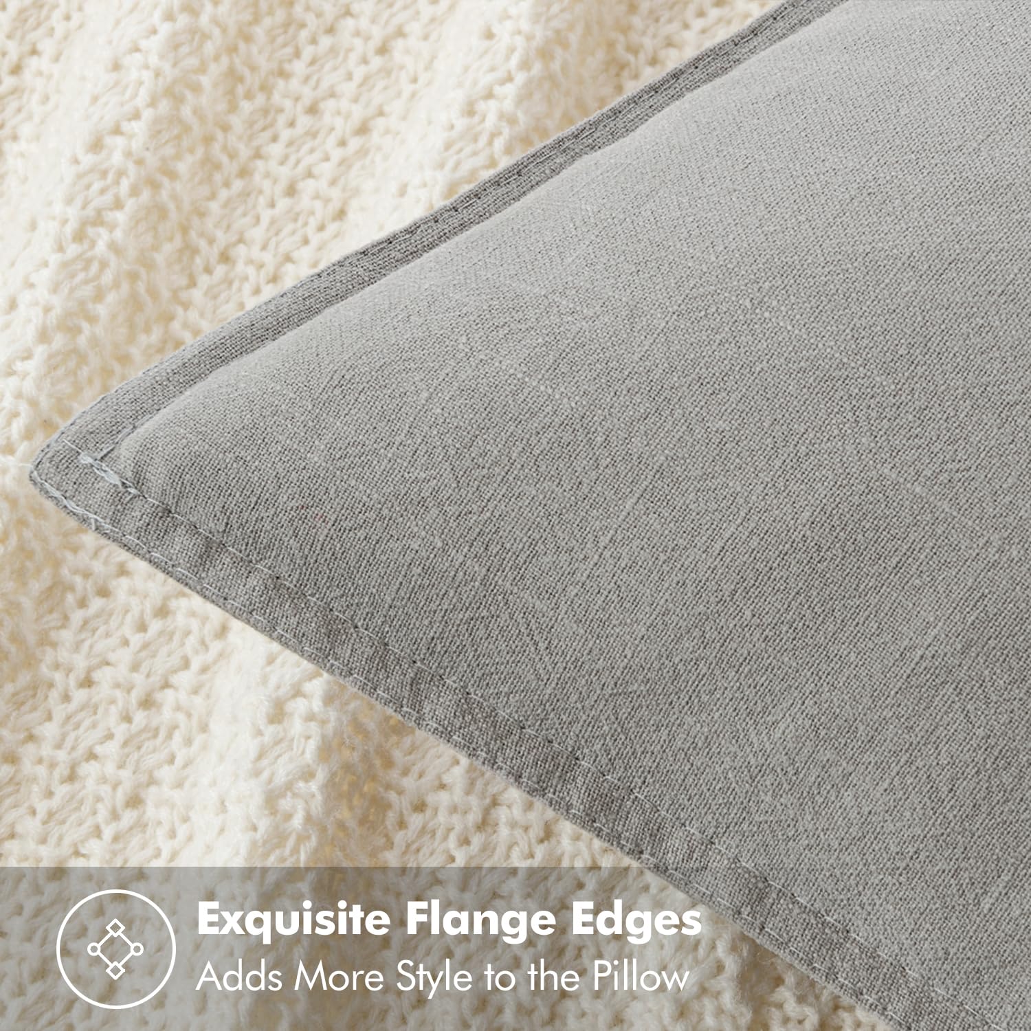 MIULEE Decorative Linen Pillow Covers 18x18 Inch Light Gray