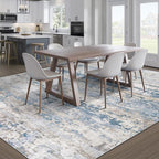 pmtsns Area Rugs 10x14 Living Room: Washable Rug Modern Abstract Neutral Soft Non-Slip Low-Pile Indoor Large Carpet for Bedroom Dining Room Playroom Home Office (Light Blue Brown, 10'x14')